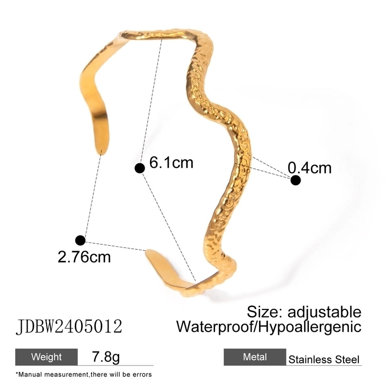 Vacation Minimalist IG Style Solid Color 304 Stainless Steel 18K Gold Plated Cuff Bracelets Wide Bracelet Bangle In Bulk