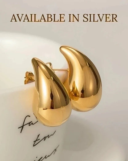 1 Pair Minimalist Water Droplets Plating 304 Stainless Steel 18K Gold Plated Stainless Steel Earrings