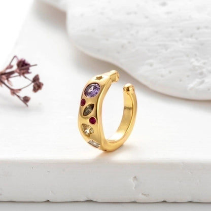 1 Piece Elegant Shiny Geometric Eye Snake Plating Inlay Copper Zircon Ear Cuffs