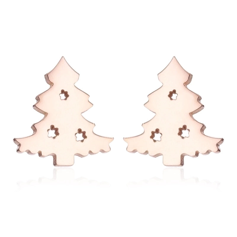 1 Pair Fashion Christmas Tree Plating 304 Stainless Steel 18K Gold Plated Ear Studs