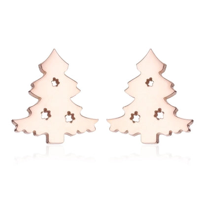 1 Pair Fashion Christmas Tree Plating 304 Stainless Steel 18K Gold Plated Ear Studs