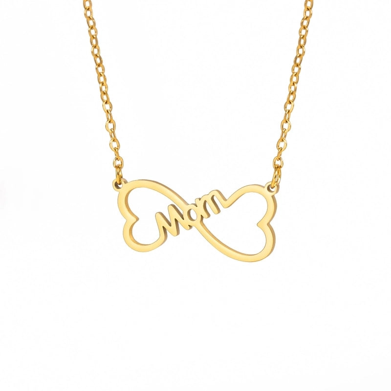 Casual Letter Heart Shape 304 Stainless Steel 14K Gold Plated Asymmetrical Pendant Necklace