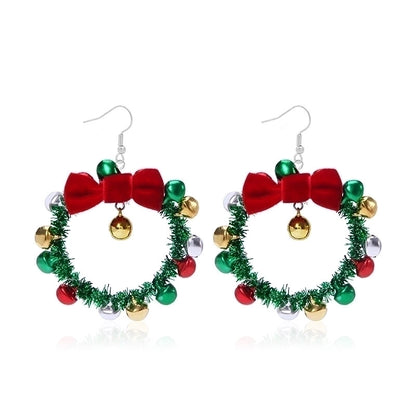 1 Pair Minimalist Christmas Tree Inlay Alloy Zircon Drop Earrings
