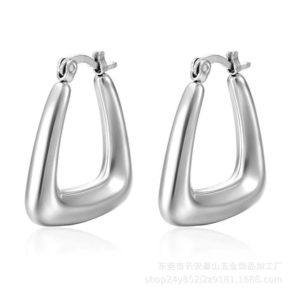 1 Pair Fashion Solid Color Plating 304 Stainless Steel 18K Gold Plated Earrings