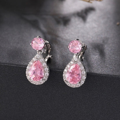 1 Pair Elegant Water Droplets Inlay Copper Crystal Zircon White Gold Plated Drop Earrings