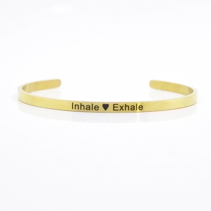 Minimalist Letter Stainless Steel Bangle