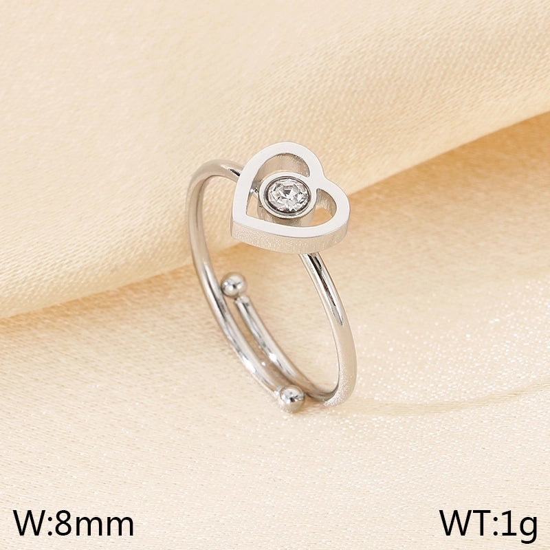 Vintage Style Heart Shape Bow Knot 304 Stainless Steel 18K Gold Plated Open Rings