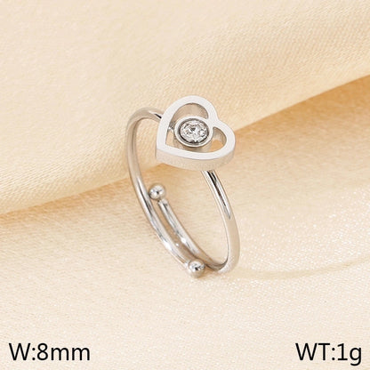 Vintage Style Heart Shape Bow Knot 304 Stainless Steel 18K Gold Plated Open Rings