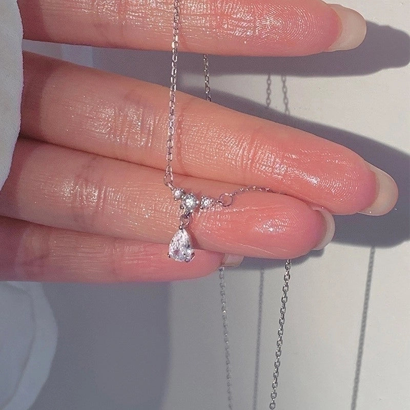 Minimalist Solid Color Copper Inlay Rhinestones Silver Plated Bracelets Necklace