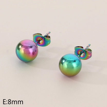 1 Pair Minimalist Round 304 Stainless Steel 18K Gold Plated Ear Studs