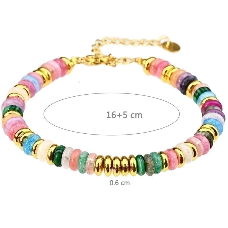 Minimalist Classic Style Round 316L Stainless Steel Semi-precious Stone Bracelets