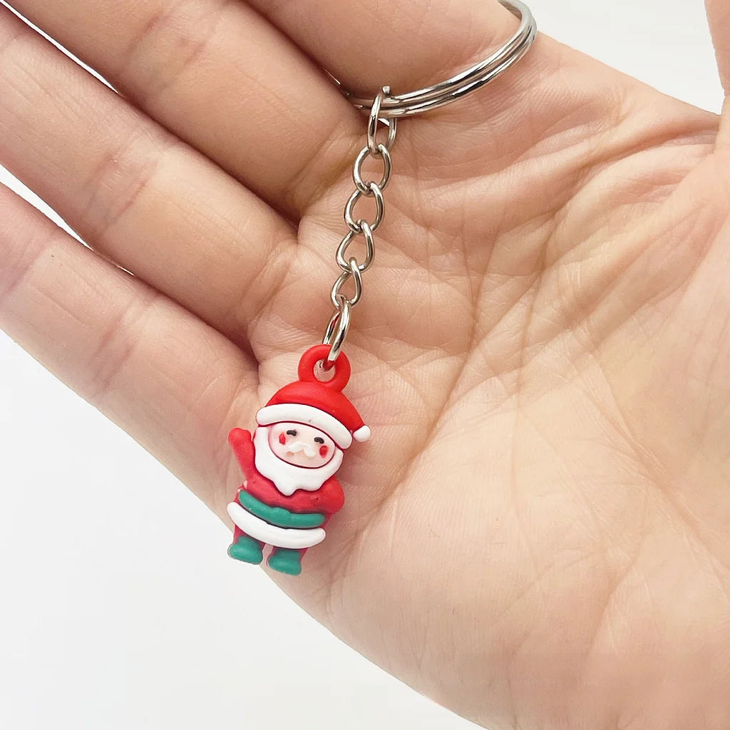 Cute Santa Claus Snowman PVC Christmas Unisex Bag Pendant Keychain