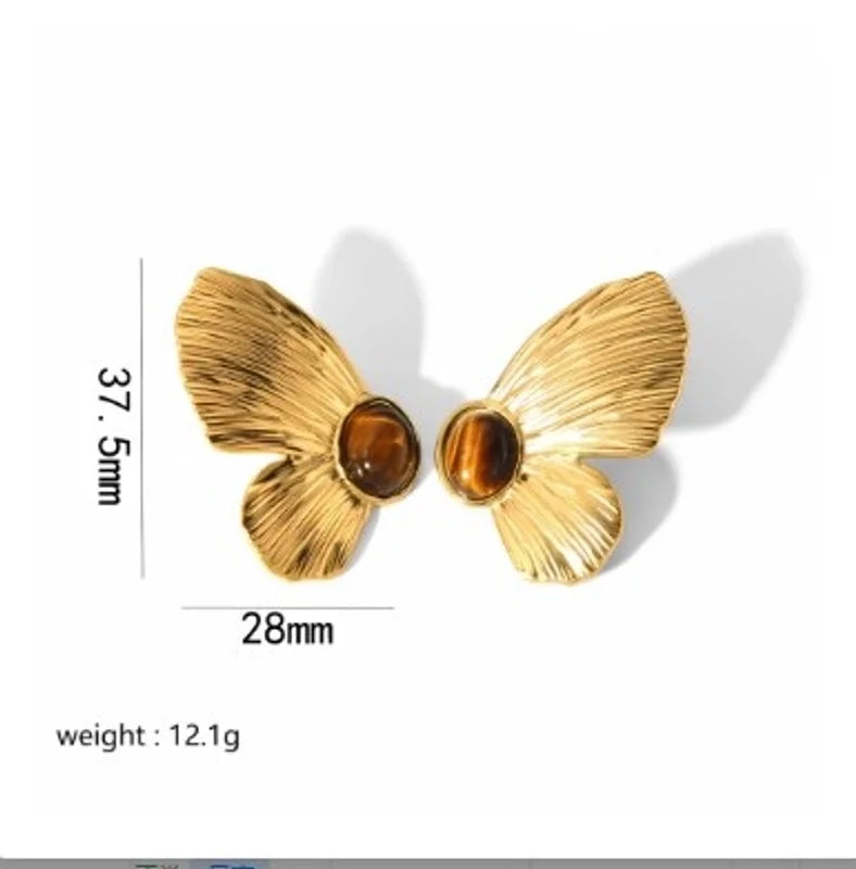 1 Pair Elegant Retro Flower Petal 304 Stainless Steel Drop Earrings
