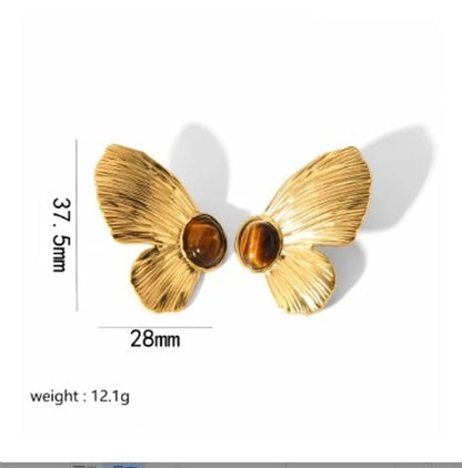 1 Pair Elegant Retro Flower Petal 304 Stainless Steel Drop Earrings