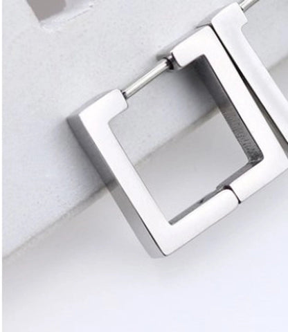 1 Piece Minimalist Solid Color Plating Stainless Steel Silver Plated Earrings