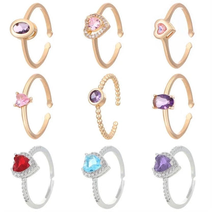 Copper Gold Plated Silver Plated Inlay Geometric Cross Zircon Open Rings