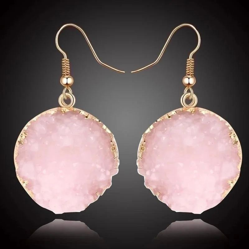 3 Pieces Womens Round Plastic Resin Imitation Natural Stone Round Earrings Go190430120011