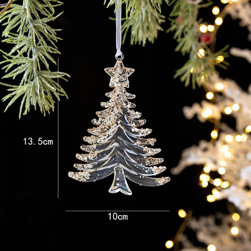 Christmas Minimalist Christmas Tree Snowflake Plastic Party Festival Hanging Ornaments Decorations Hanging Ornaments