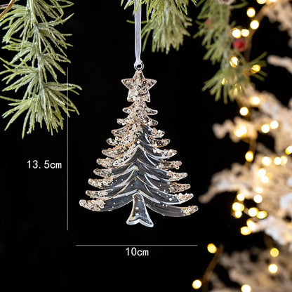Christmas Minimalist Christmas Tree Snowflake Plastic Party Festival Hanging Ornaments Decorations Hanging Ornaments