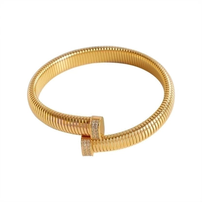 Minimalist Solid Color Stainless Steel 18K Gold Plated Bangle In Bulk