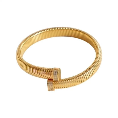 Minimalist Solid Color Stainless Steel 18K Gold Plated Bangle In Bulk