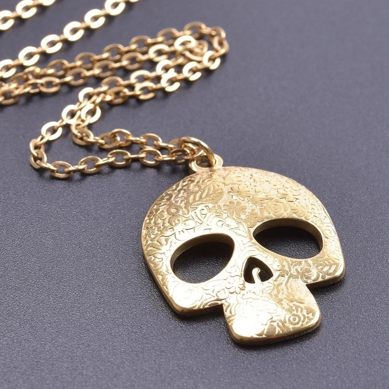 2 Pieces Minimalist Classic Style Skull 304 Stainless Steel Plating Pendant Necklace