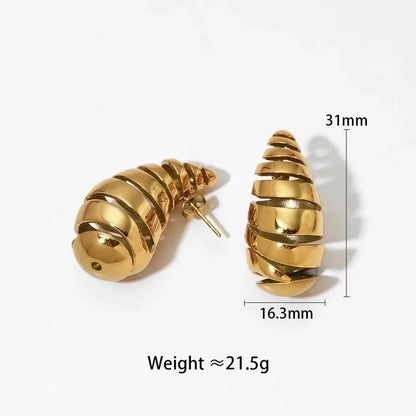 1 Pair IG Style Minimalist C Shape Water Droplets Stainless Steel 18K Gold Plated Ear Studs