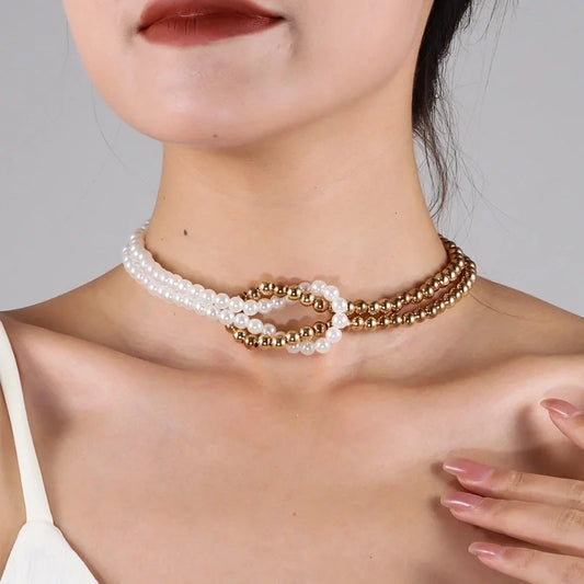 Elegant Sweet Classic Style Round Oval Imitation Pearl Alloy Plastic Choker