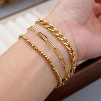 Minimalist Streetwear Solid Color 304 Stainless Steel Titanium Steel Gold Plated Bracelets In Bulk