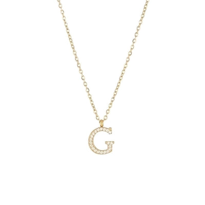 Minimalist Letter 304 Stainless Steel Zircon 16K Gold Plated White Gold Plated Plating Inlay Pendant Necklace