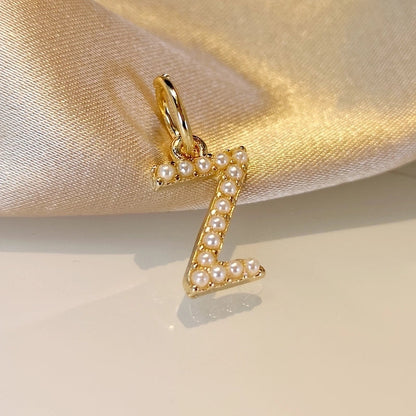 Fashion Letter Imitation Pearl Freshwater Pearl Copper Necklace