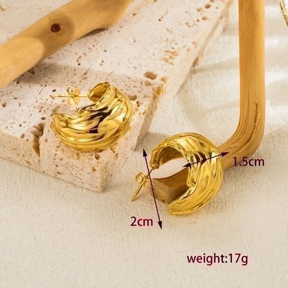 1 Pair Ig Style Minimalist Streetwear C Shape Semicircle Plating Stainless Steel 18k Gold Plated Ear Studs