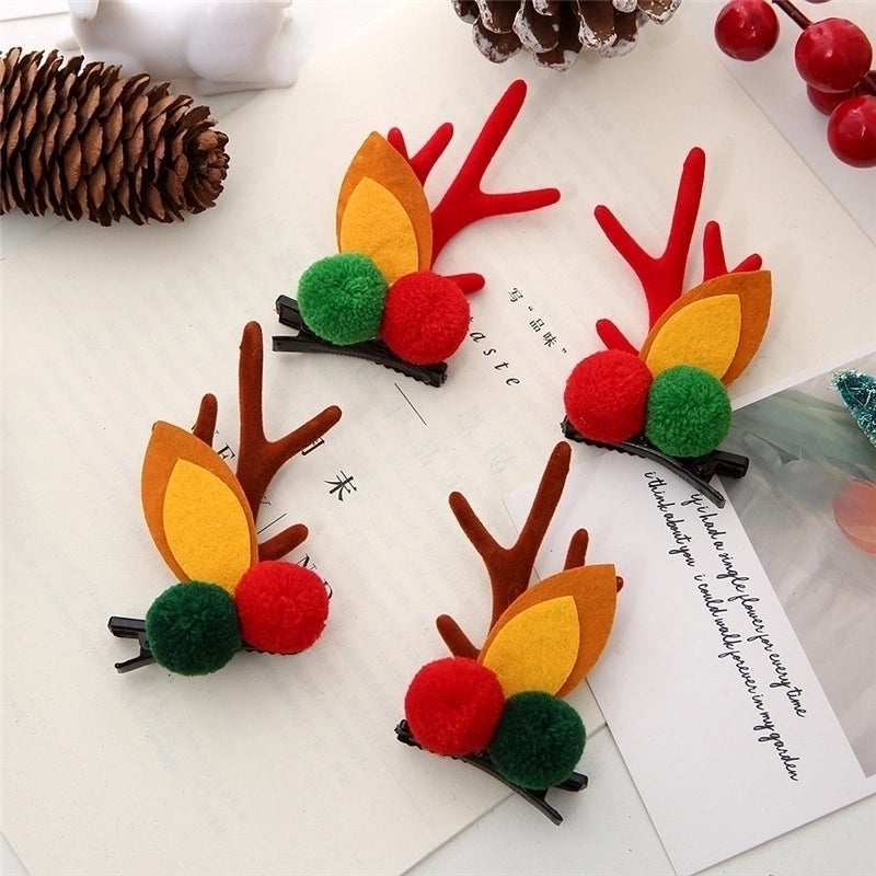 Christmas Cute Antlers Plastic Cloth Flannel Party Hairpin