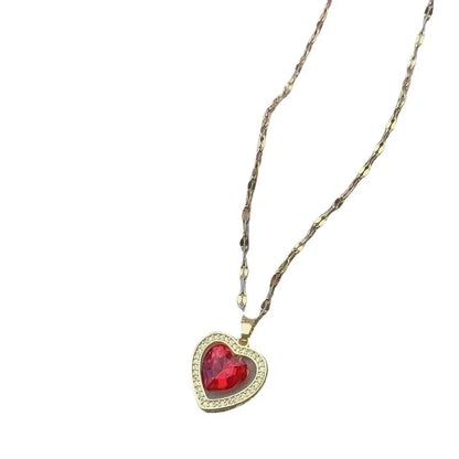 Minimalist Bow Knot Titanium Steel Copper Inlay Rhinestones Pendant Necklace