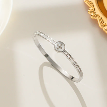 Minimalist Letter Titanium Steel 18K Gold Plated Bangles