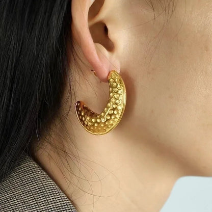 1 Pair IG Style Minimalist C Shape Water Droplets Stainless Steel 18K Gold Plated Ear Studs