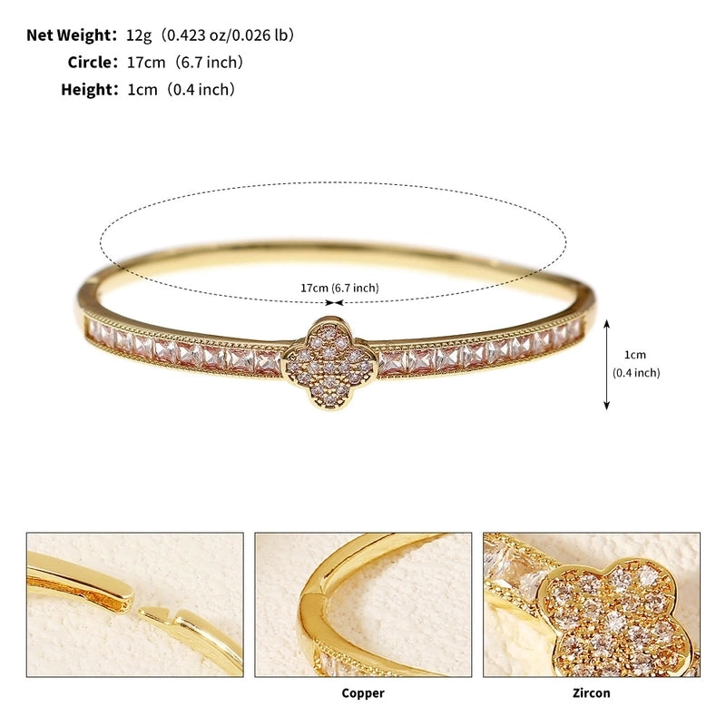 Copper Inlay Geometric Zircon Bangle