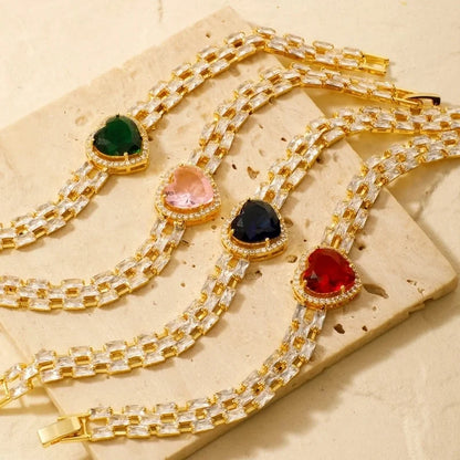 Copper K Gold Plated Inlay Water Droplets Zircon Bracelets