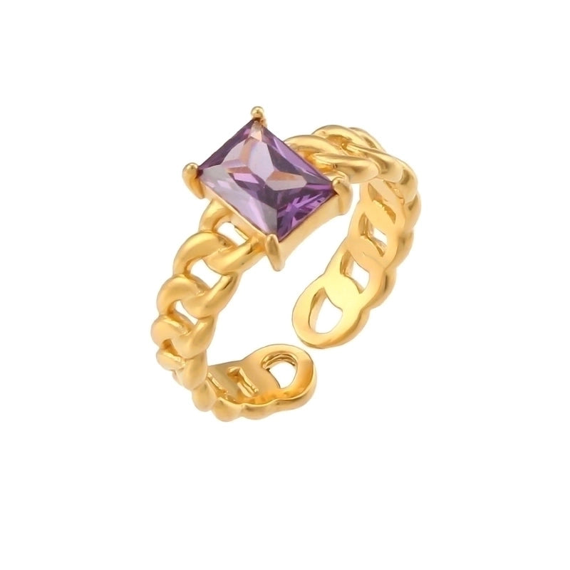 Fashion Geometric Stainless Steel Geometry National Tide Metal Zircon Gold Plated Rings