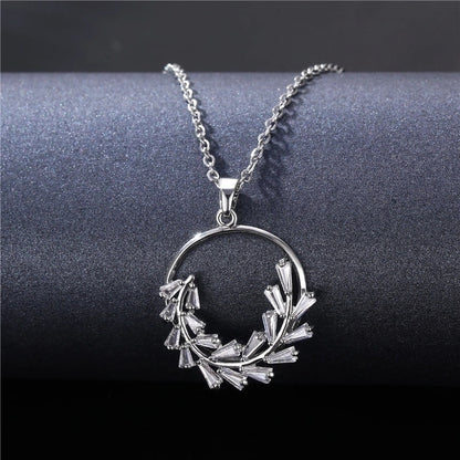 Stainless Steel Titanium Steel White Gold Plated Minimalist Plating Inlay Water Droplets Flower Zircon Pendant Necklace