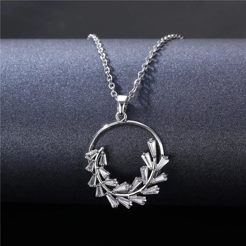 Stainless Steel Titanium Steel White Gold Plated Minimalist Plating Inlay Water Droplets Flower Zircon Pendant Necklace