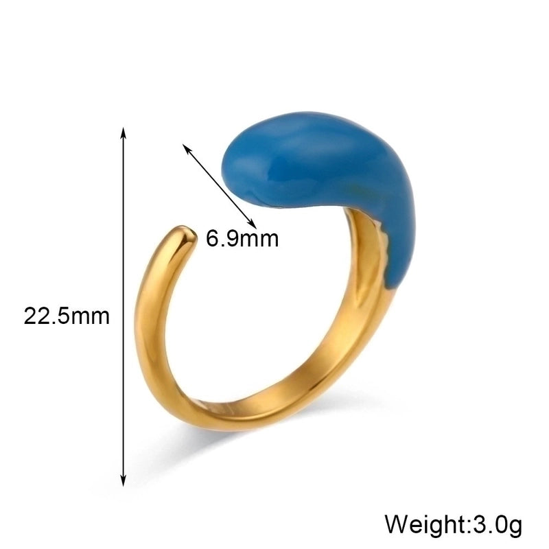 Minimalist Solid Color 304 Stainless Steel Pearl Zircon 18K Gold Plated Plating Inlay Rings