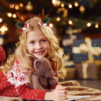 Christmas Cartoon Style Cute Bell Elk Family Gathering Party