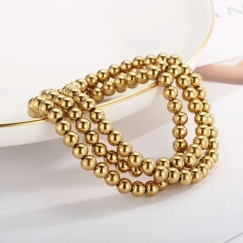 Casual Minimalist Geometric Stainless Steel 18K Gold Plated Bracelets In Bulk