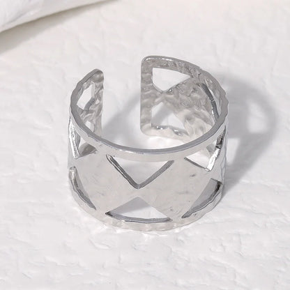 Open Ring Fashion Quadrilateral Geometric Stainless Steel Electroplating Rings