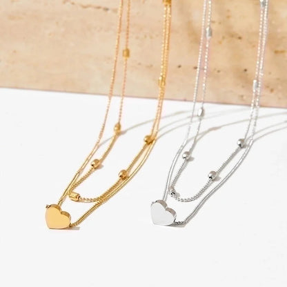 3 Pieces 304 Stainless Steel Titanium Steel 16K Gold Plated White Gold Plated Gold Plated Beach Plating Heart Shape Bracelets Anklet Necklace