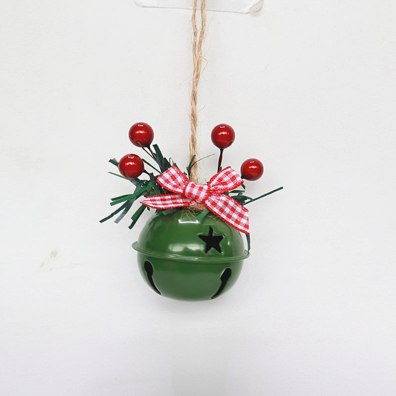 2 Pieces Christmas Decoration Christmas Tree Pendant Five Star Snowflake Bell Hemp Rope Berry Accessories Christmas Bell