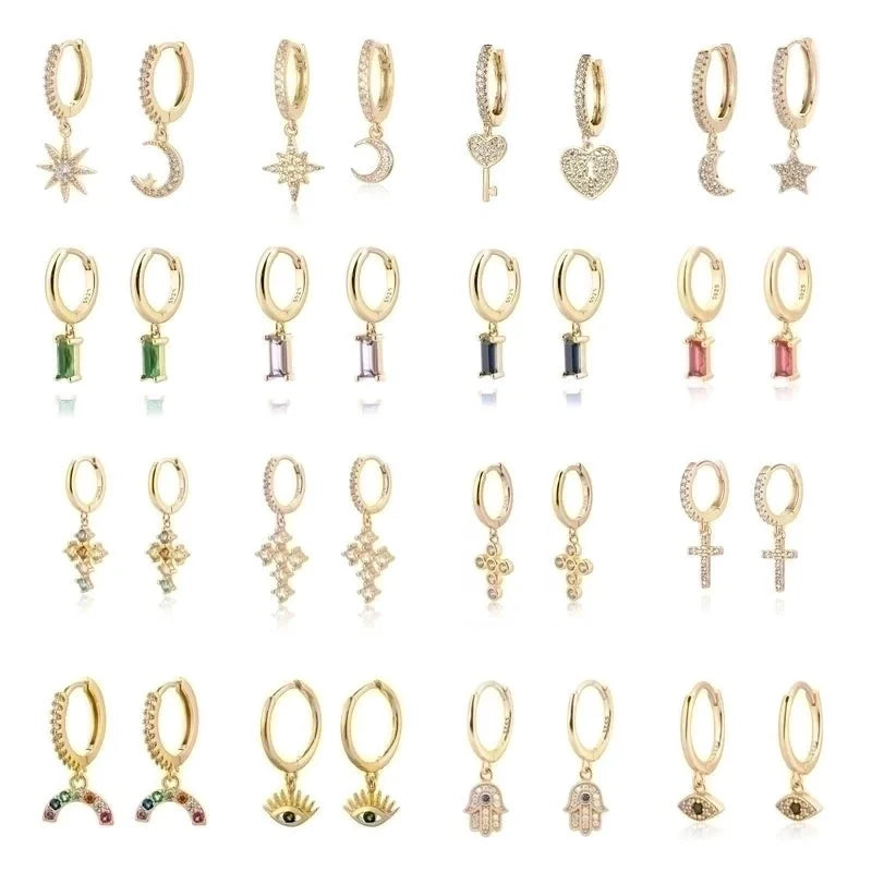 1 Pair Streetwear Devil\'s Eye Heart Shape Butterfly Plating Inlay Copper Zircon Drop Earrings