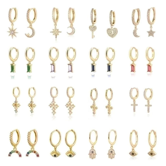 1 Pair Streetwear Devil\'s Eye Heart Shape Butterfly Plating Inlay Copper Zircon Drop Earrings