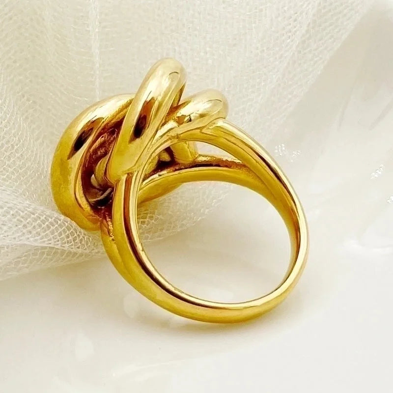 304 Stainless Steel 14K Gold Plated Vintage Style Roman Style Plating Flower Rings